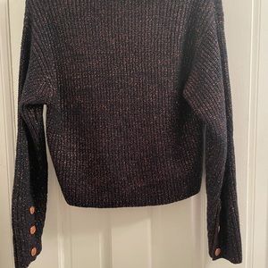 RAG AND BONE NAVY CROPPED SWEATER WITH COPPER BUTTONS SZ XS